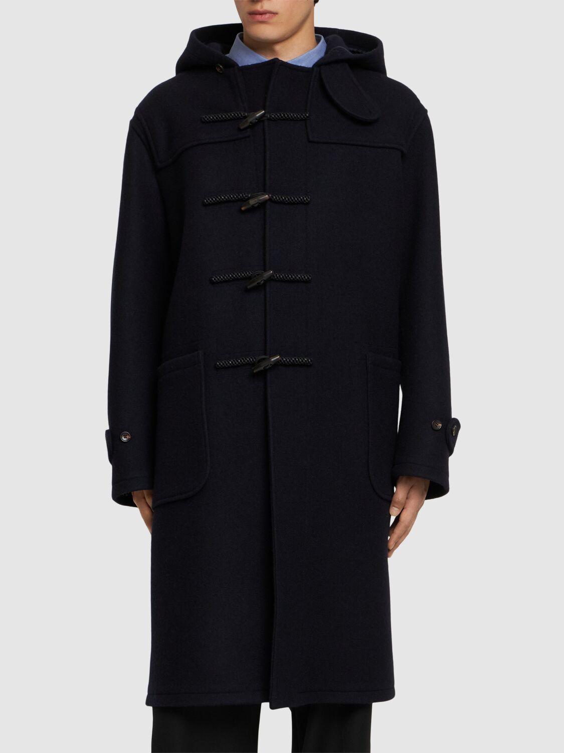 Shop Bally Montgomery Wool Coat In Navy