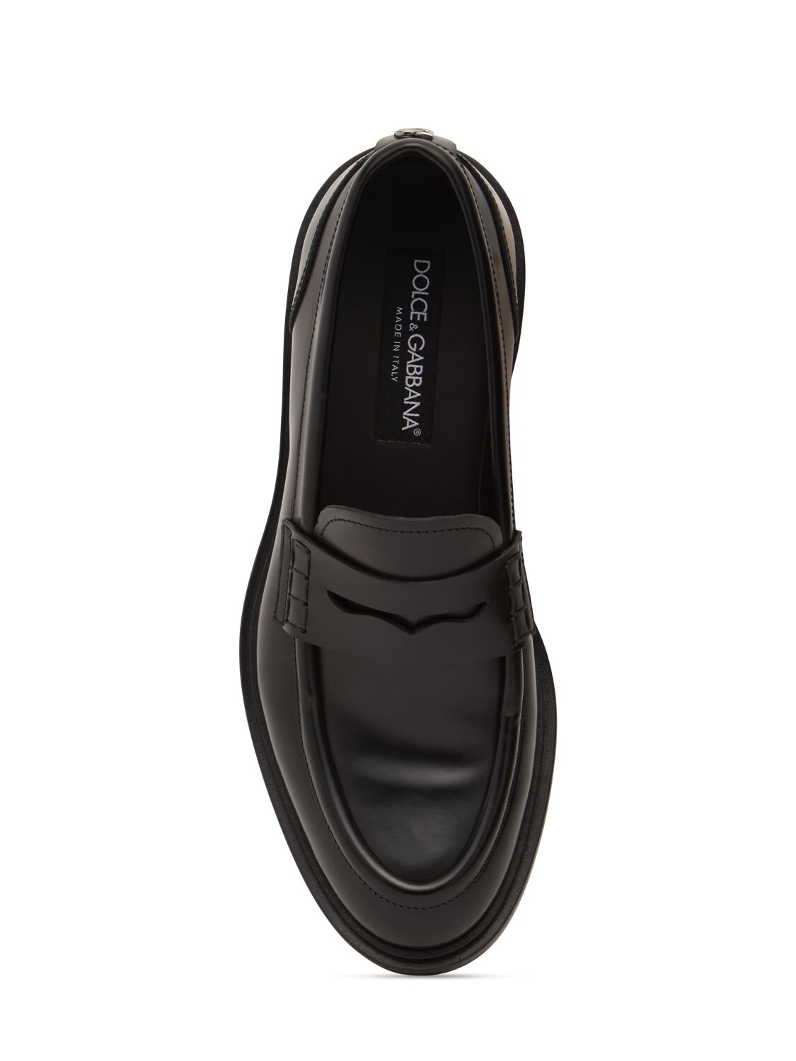 Shop Dolce & Gabbana 15mm Leather Loafers In Black