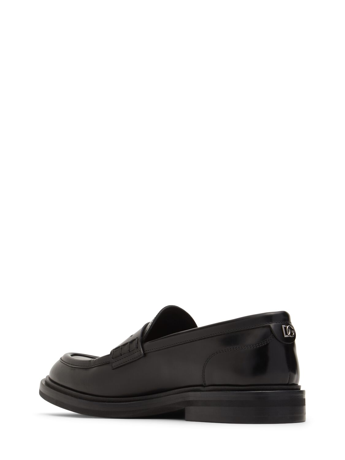 Shop Dolce & Gabbana 15mm Leather Loafers In Black