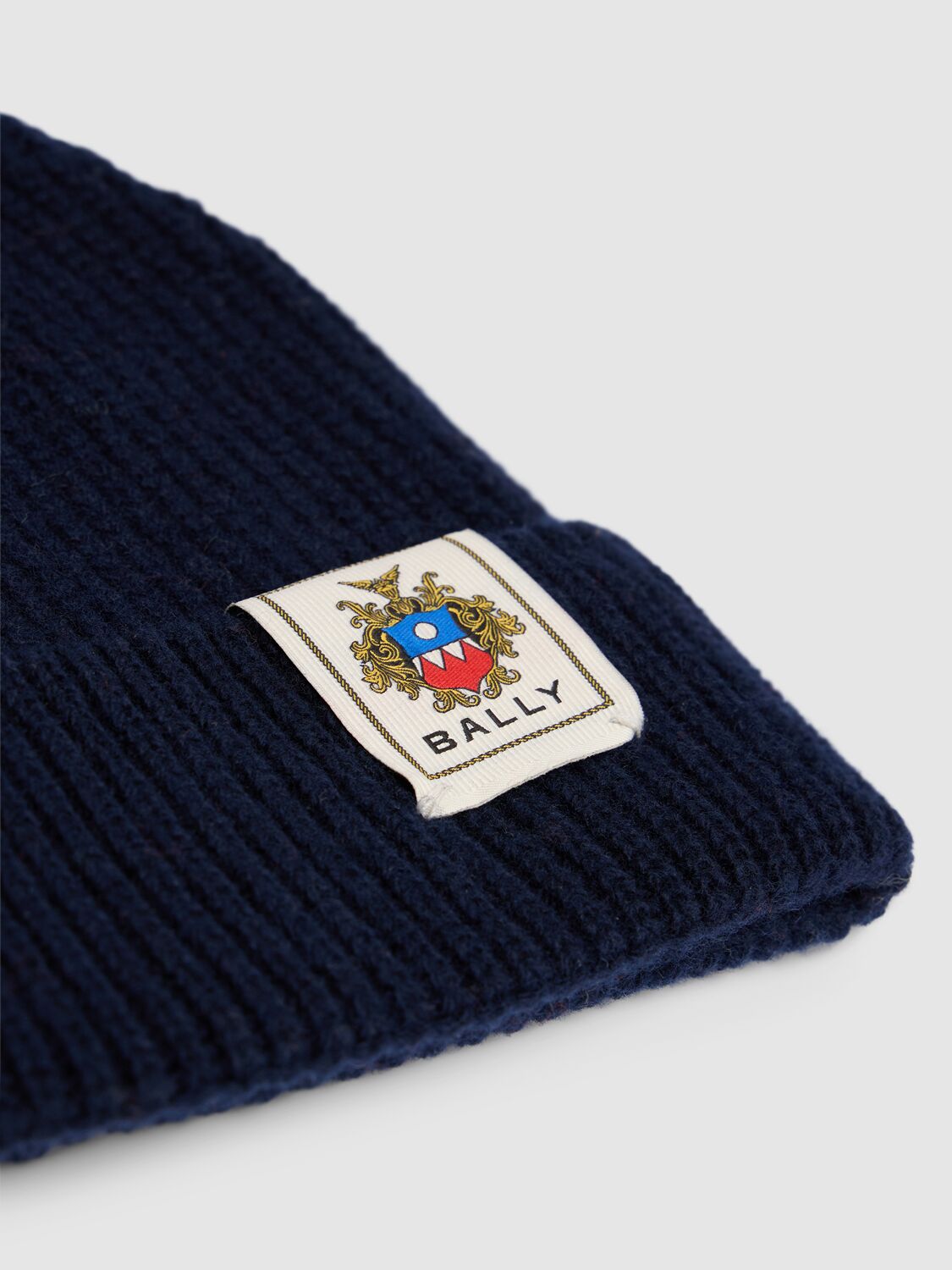 Shop Bally Wool Knit Beanie Hat In Peacoat 50