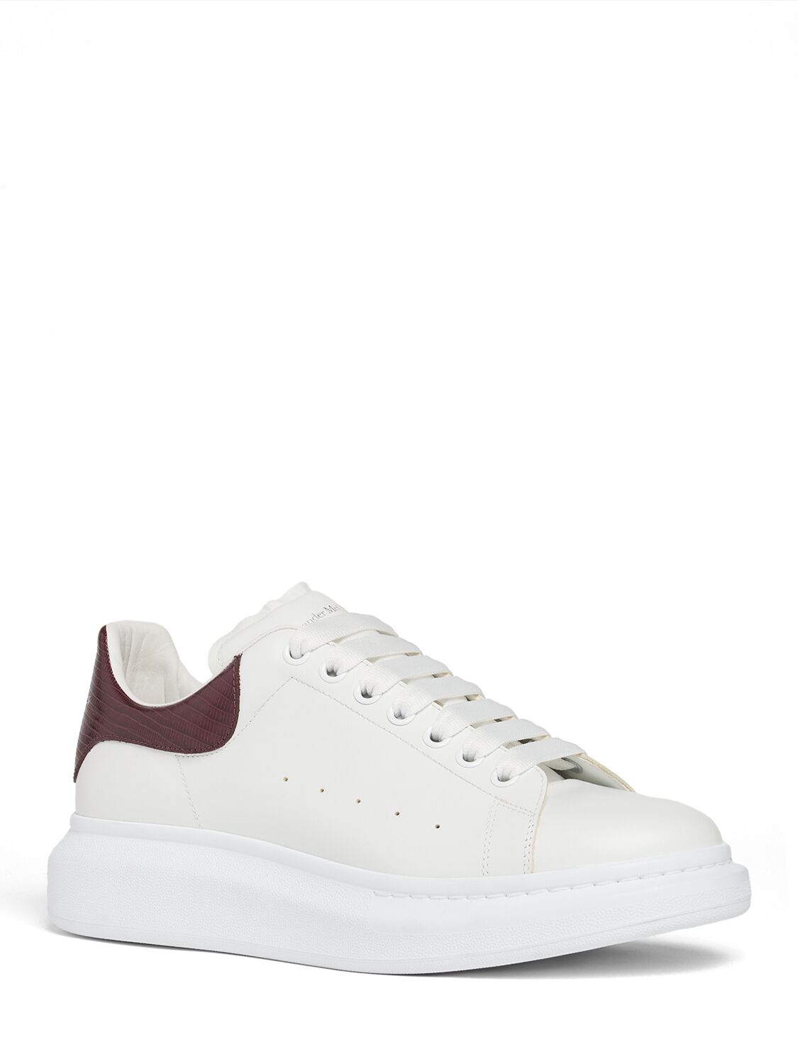 Shop Alexander Mcqueen 45mm Oversized Leather Sneakers In White,bordeaux