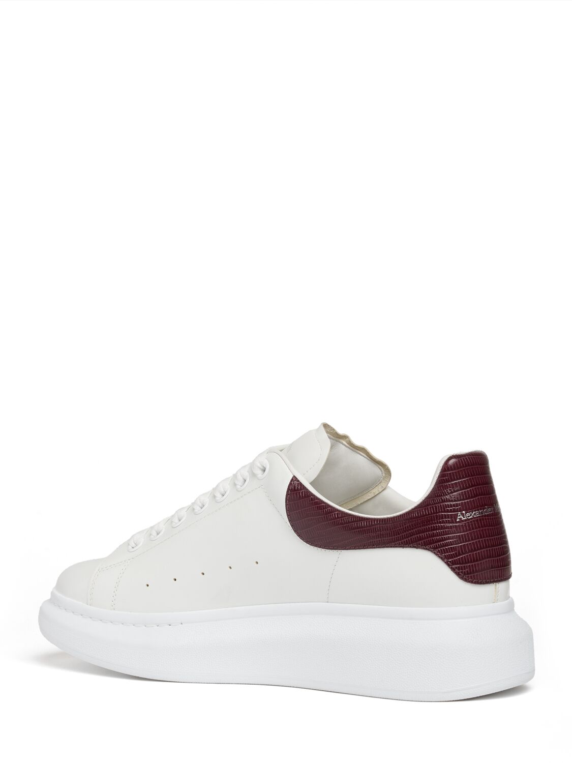 Shop Alexander Mcqueen 45mm Oversized Leather Sneakers In White,bordeaux