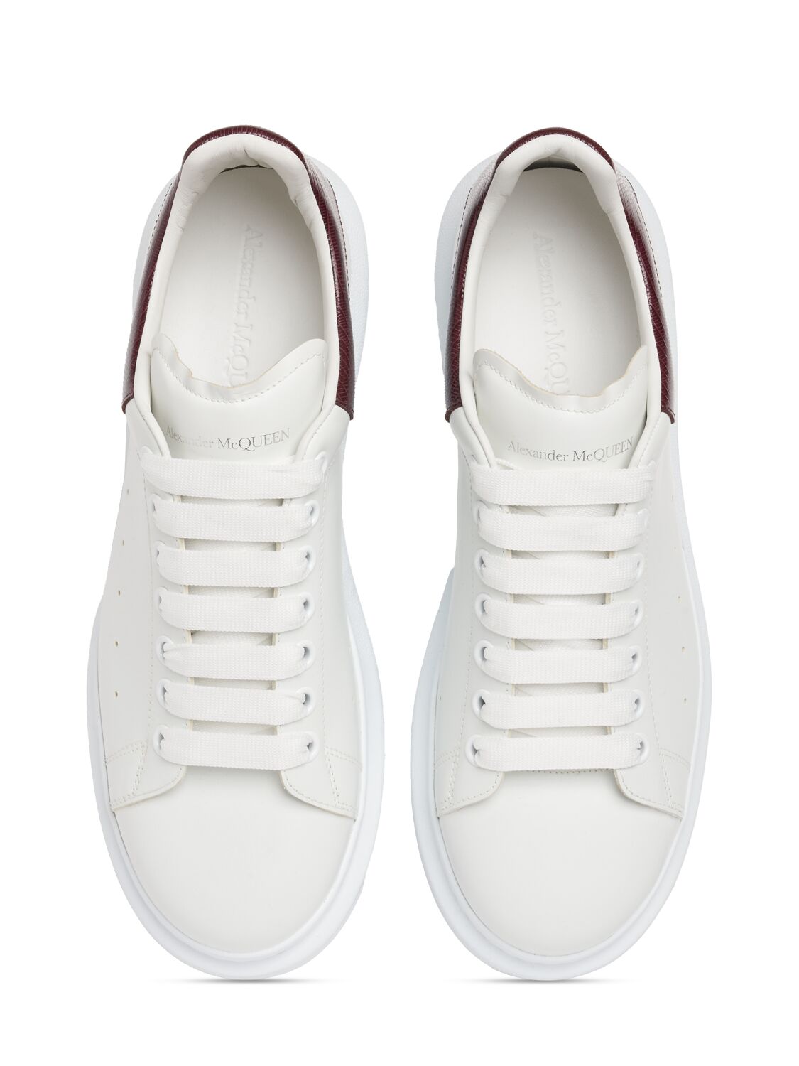 Shop Alexander Mcqueen 45mm Oversized Leather Sneakers In White,bordeaux