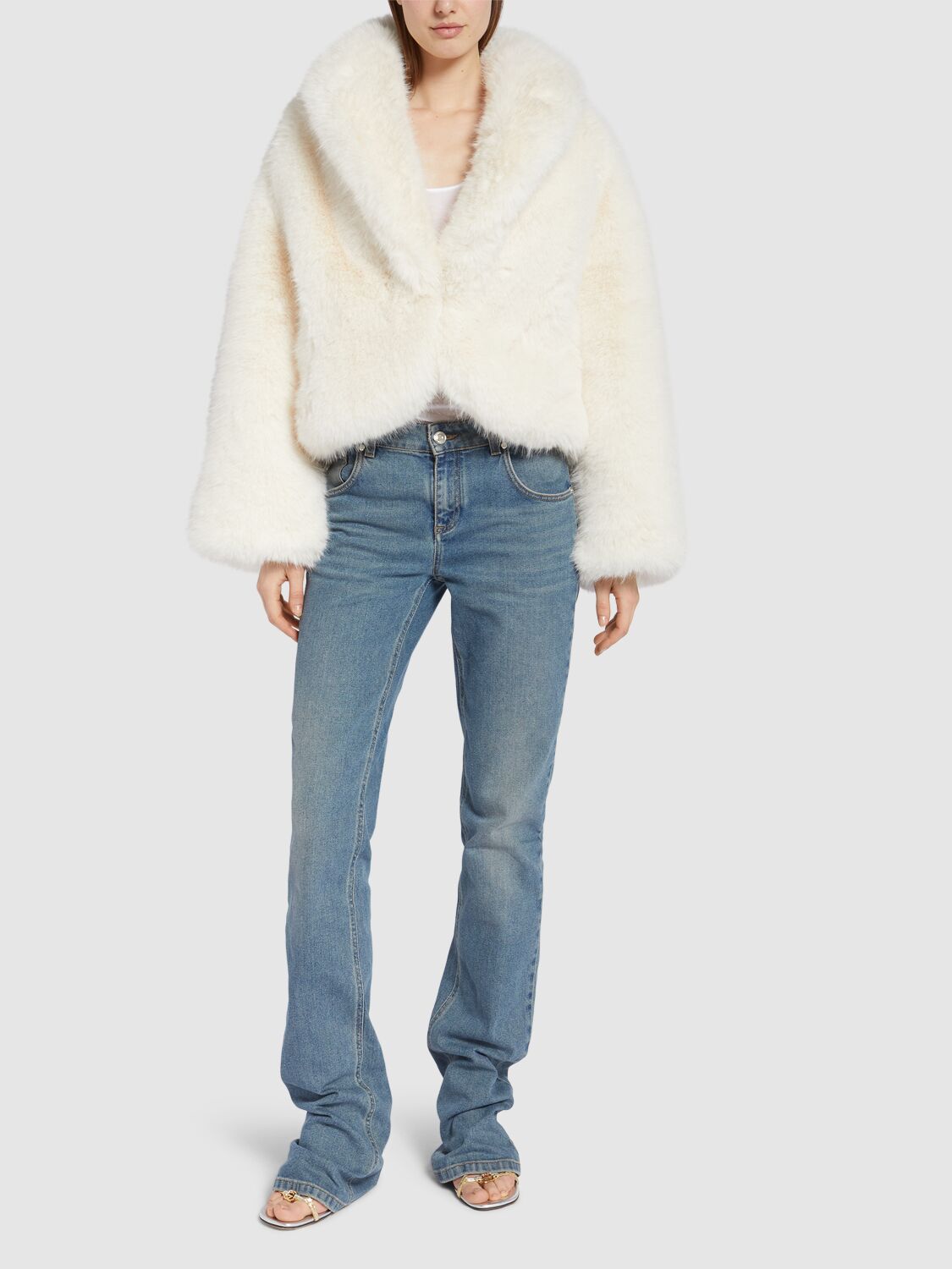 Shop Giuseppe Di Morabito Faux Fur Short Jacket In White