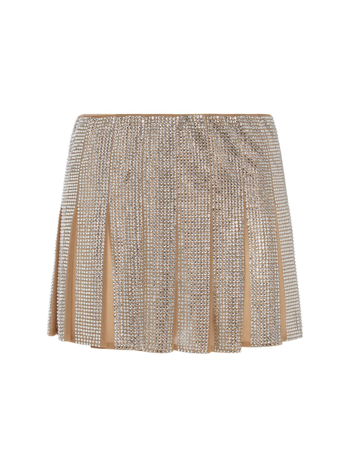Giuseppe Di Morabito Embellished Pleated Mini Skirt In Gold