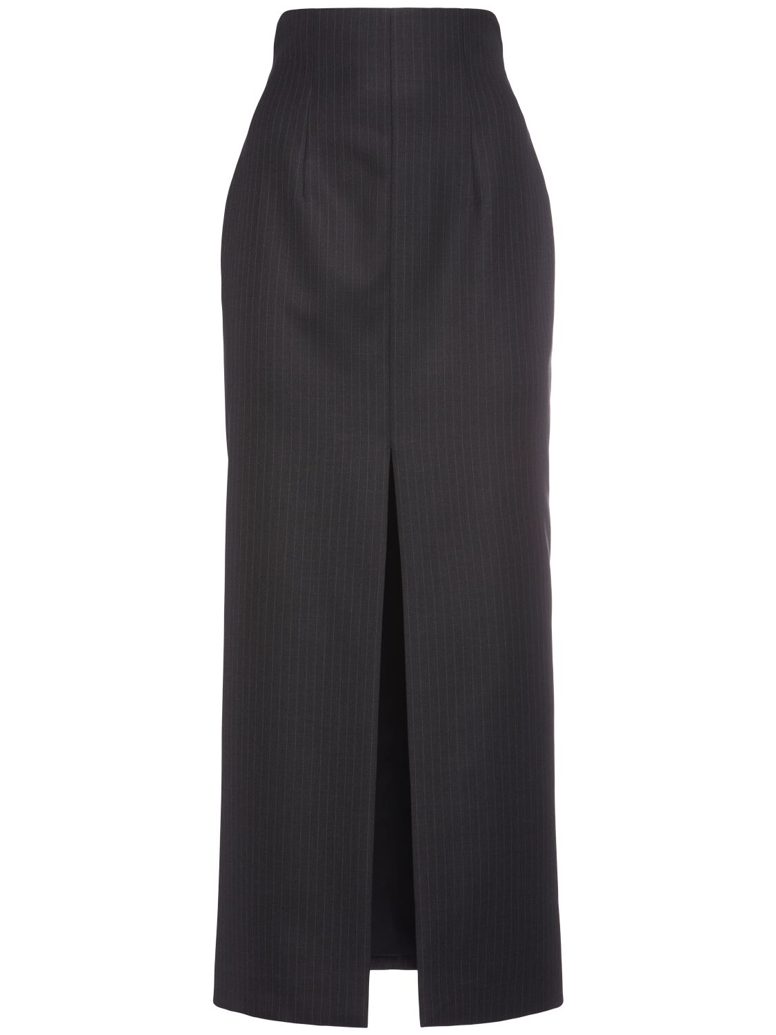 Alexander Mcqueen Pinstripe Wool Midi Skirt In Grey