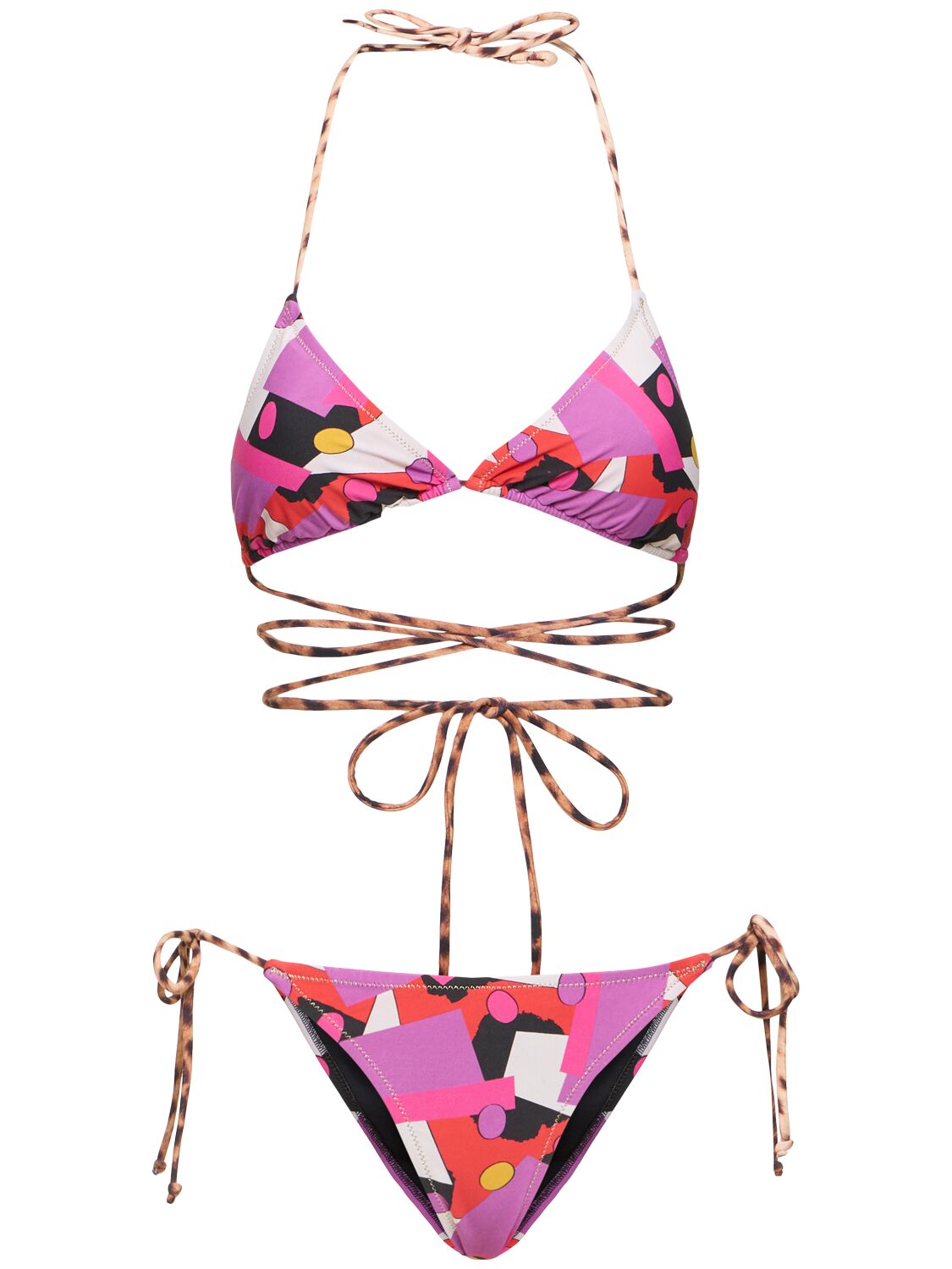 Reina Olga Miami Printed Triangle Bikini Set In Multicolor