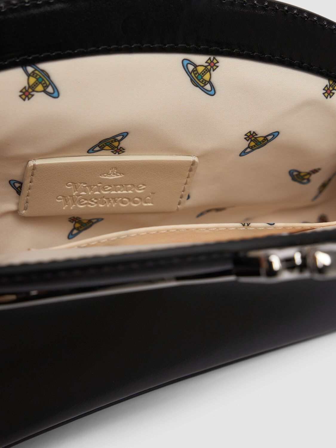 Shop Vivienne Westwood Amber Silky Leather Clutch In Black