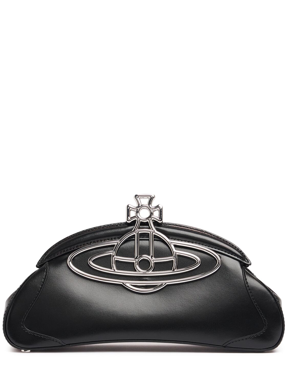 Shop Vivienne Westwood Amber Silky Leather Clutch In Black