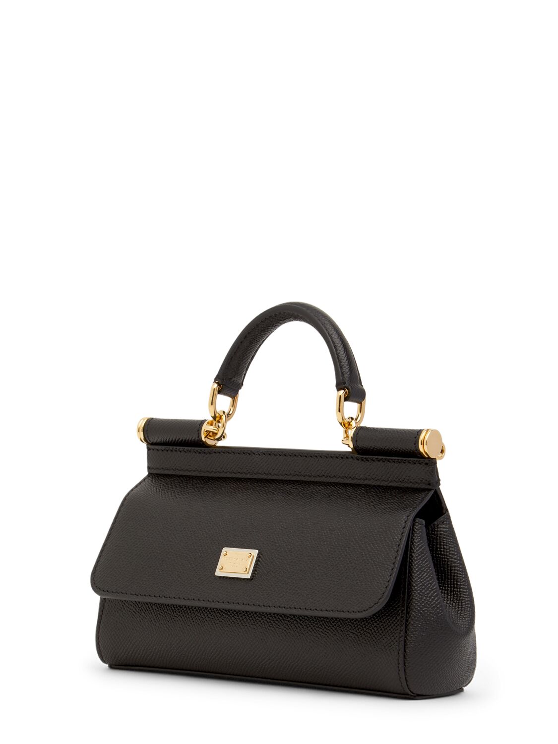 Shop Dolce & Gabbana Medium Sicily Elongated Dauphine Leather In Black