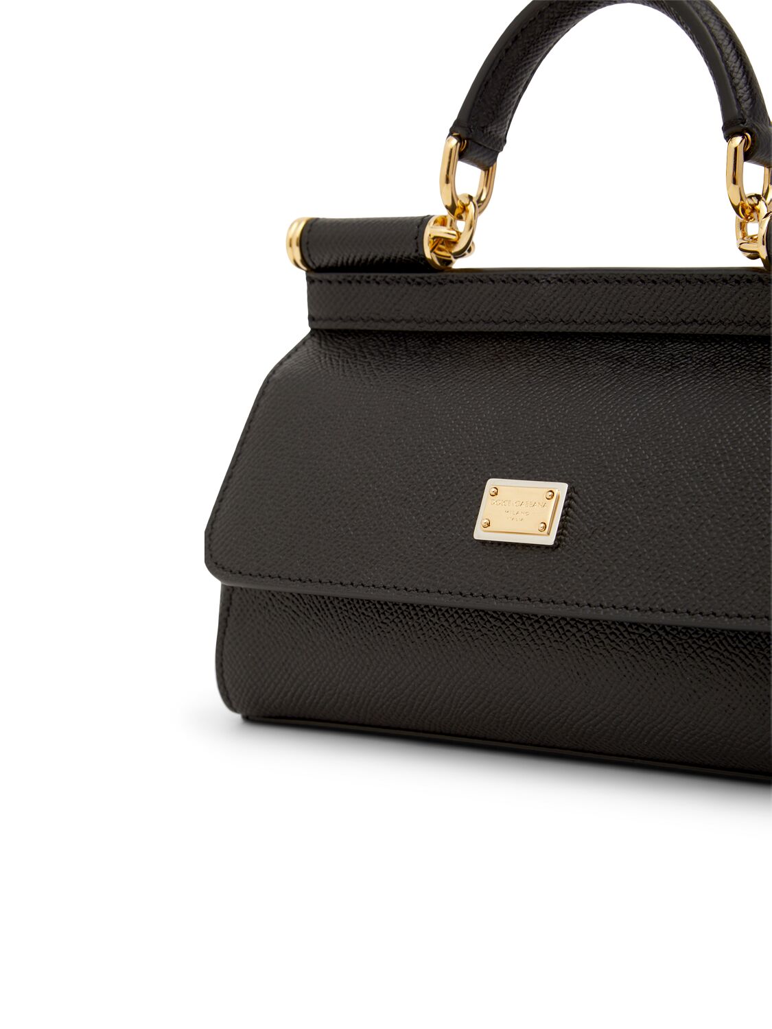 Shop Dolce & Gabbana Medium Sicily Elongated Dauphine Leather In Black