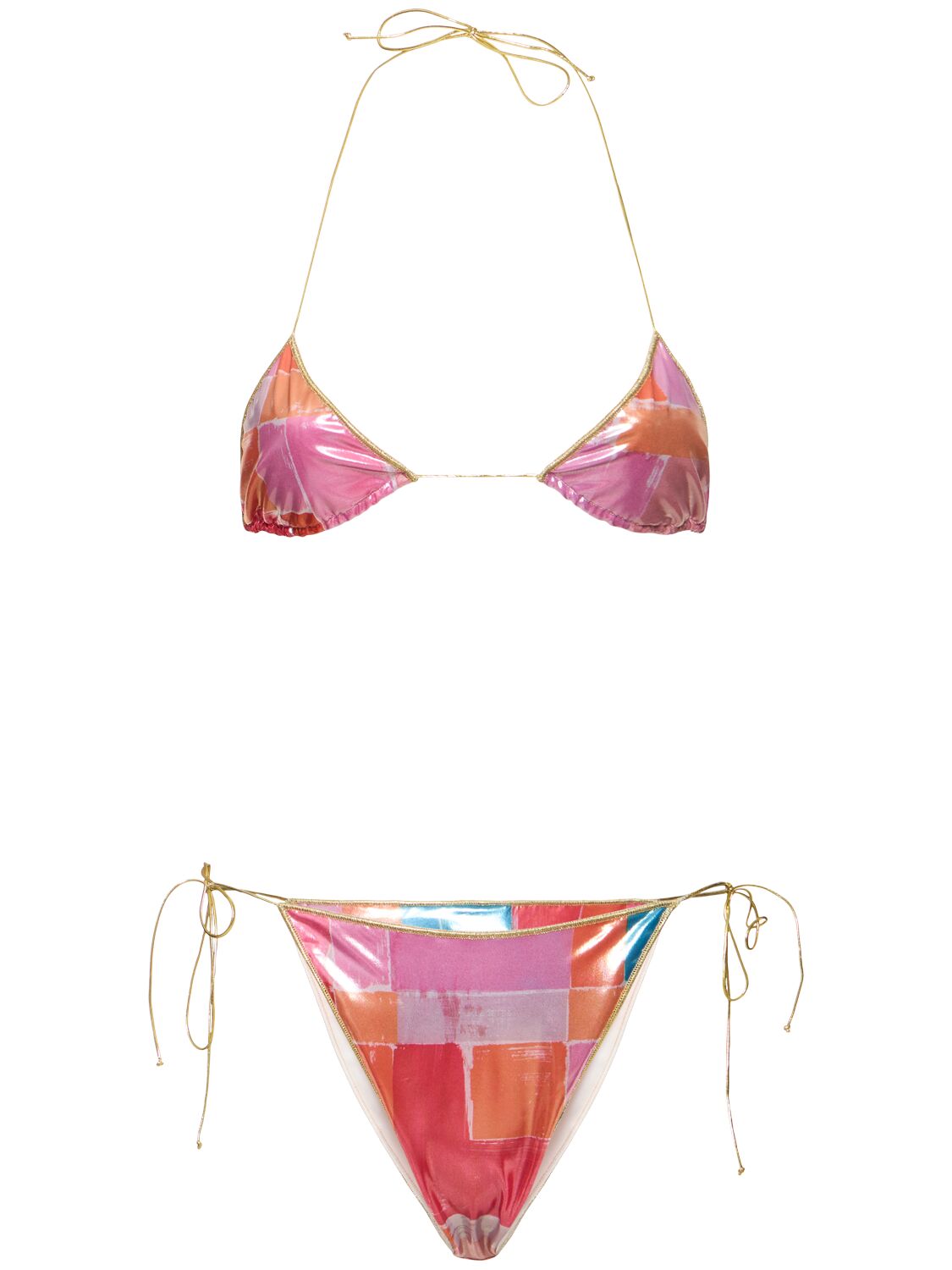 Reina Olga Sam Printed Triangle Bikini Set In Multicolor