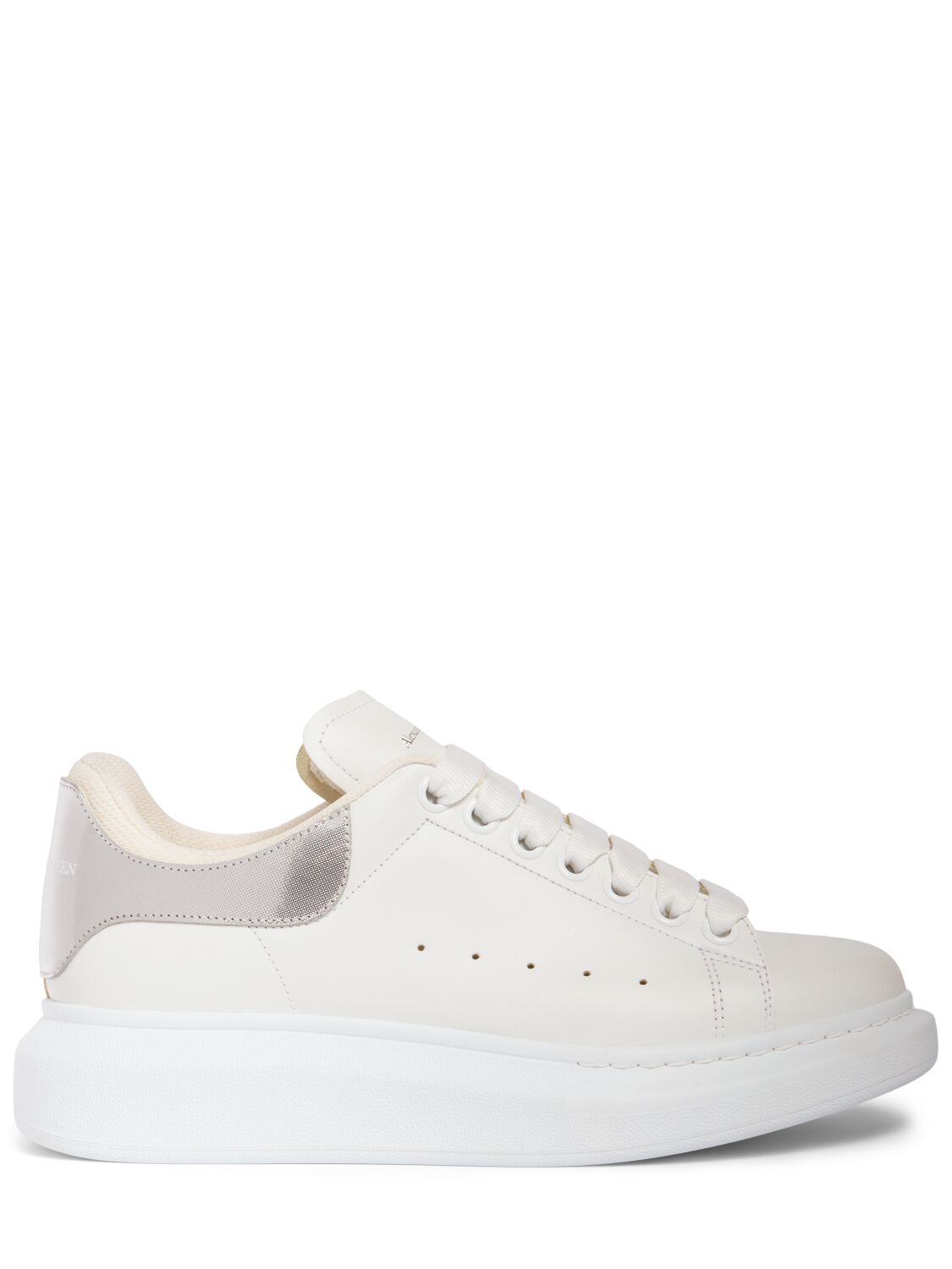 Alexander Mcqueen 45mm Leather Sneakers In White/silver