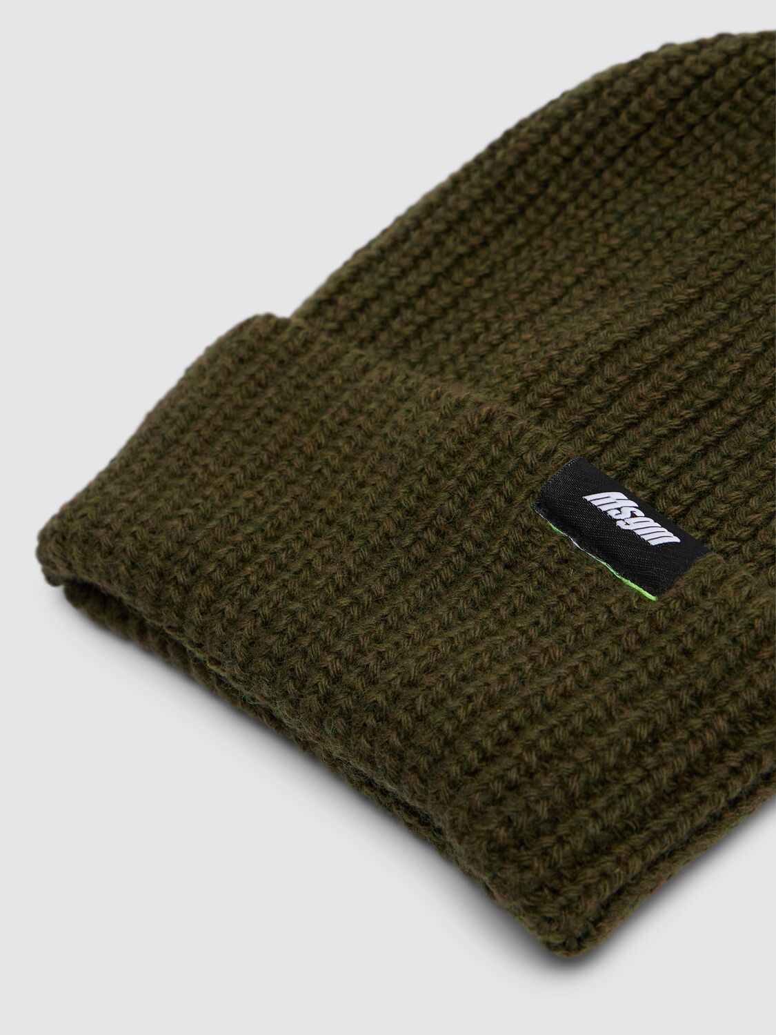 Shop Msgm Wool Blend Knit Beanie In Military Green