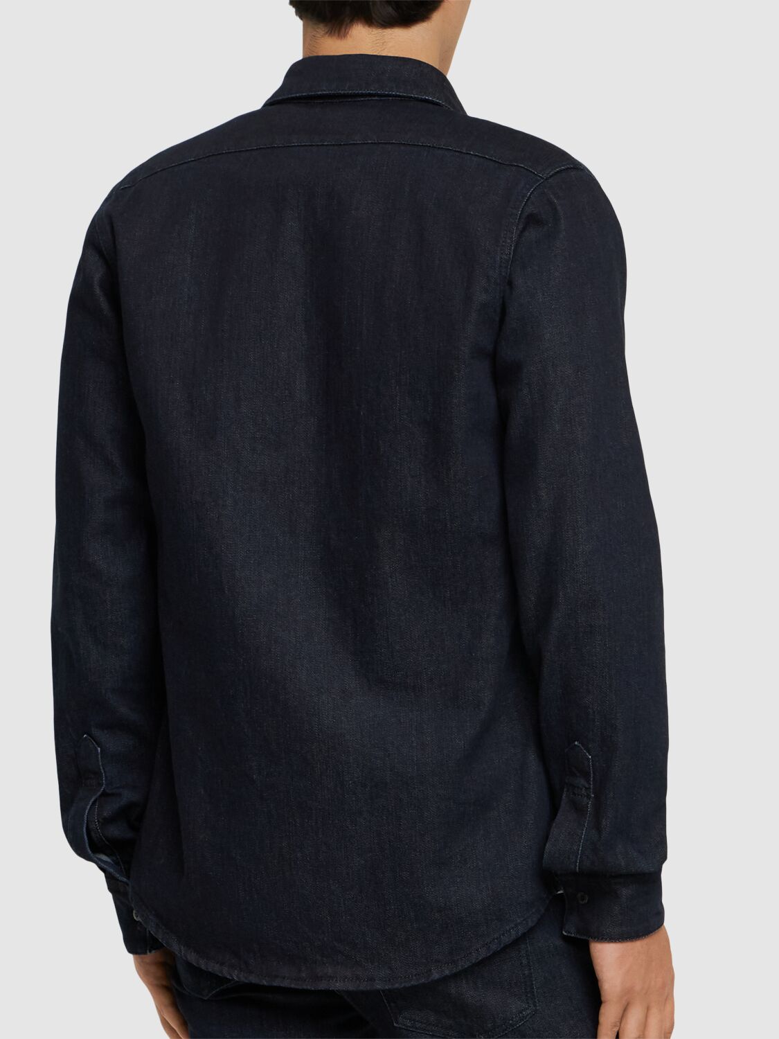 Shop Bally Adrien Brody Cotton Blend Denim Shirt In Dark Blue Wash