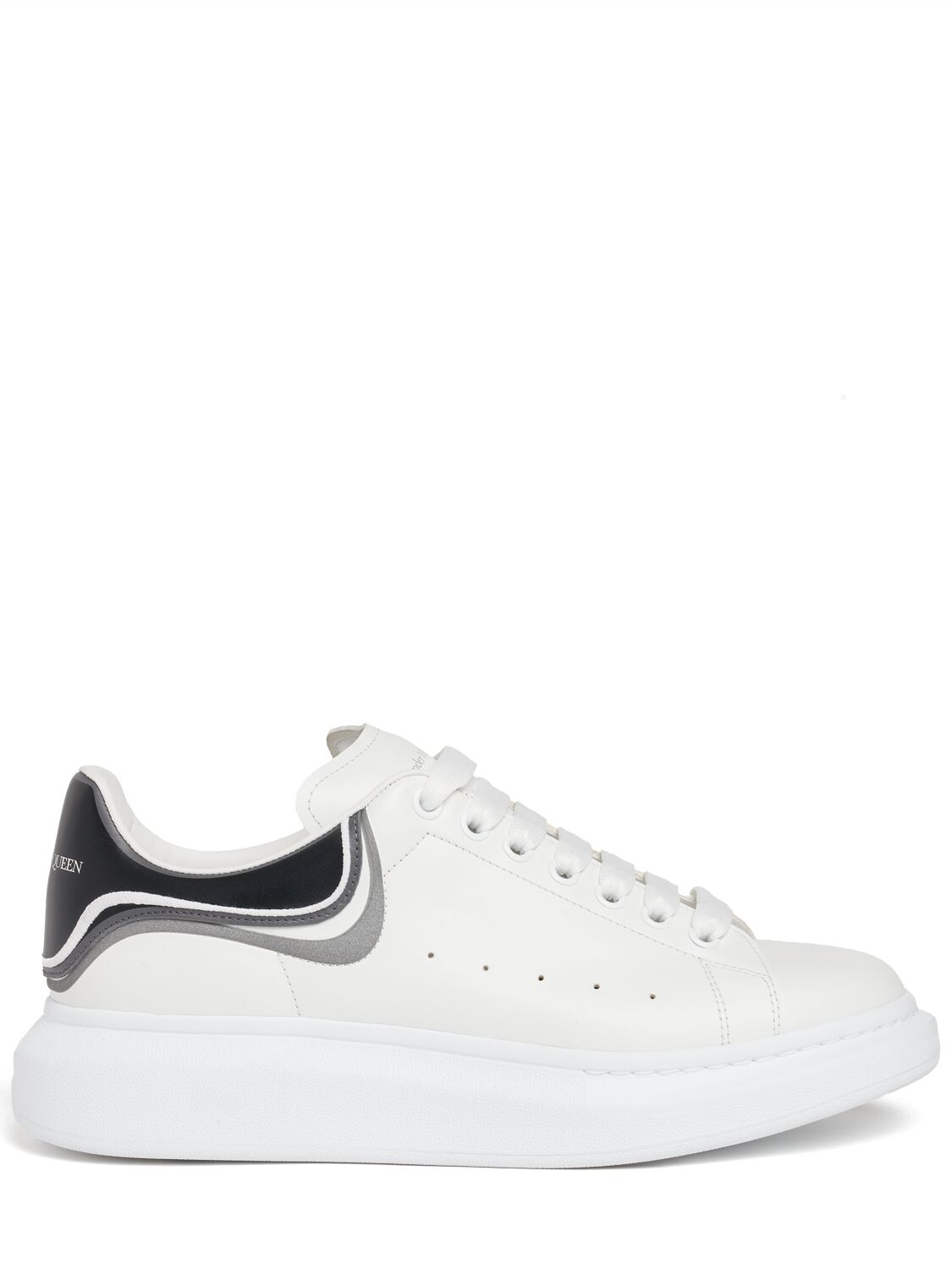 Alexander Mcqueen 45mm Oversized Leather Sneakers In White,ash