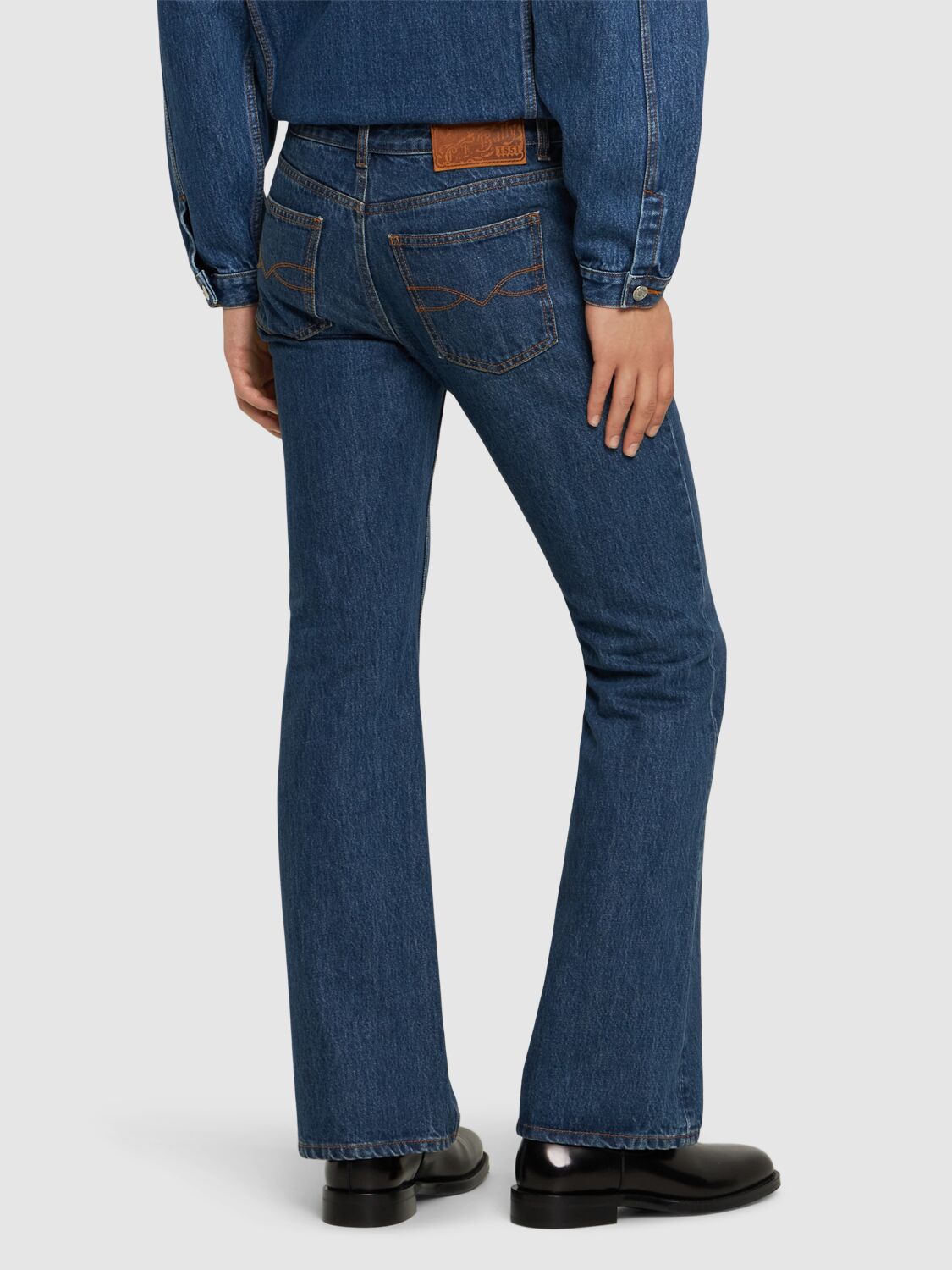 Shop Bally Medium Blue Cotton Denim Jeans