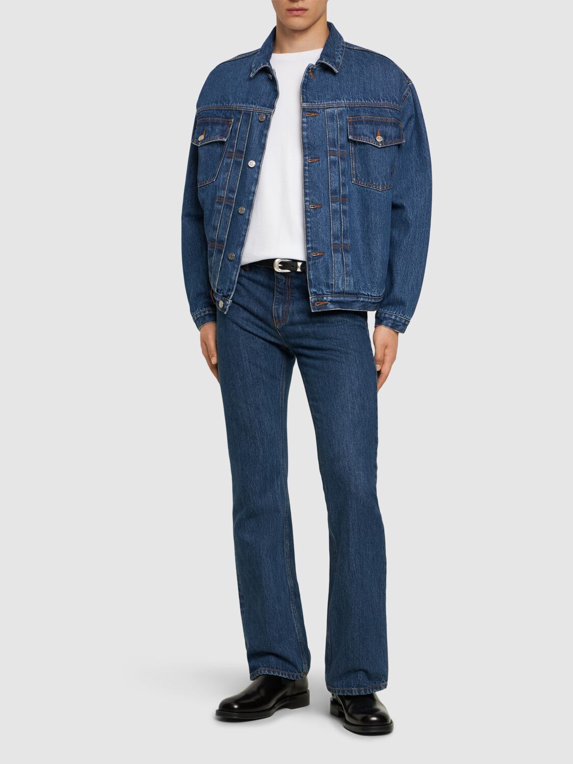 Shop Bally Medium Blue Cotton Denim Jeans