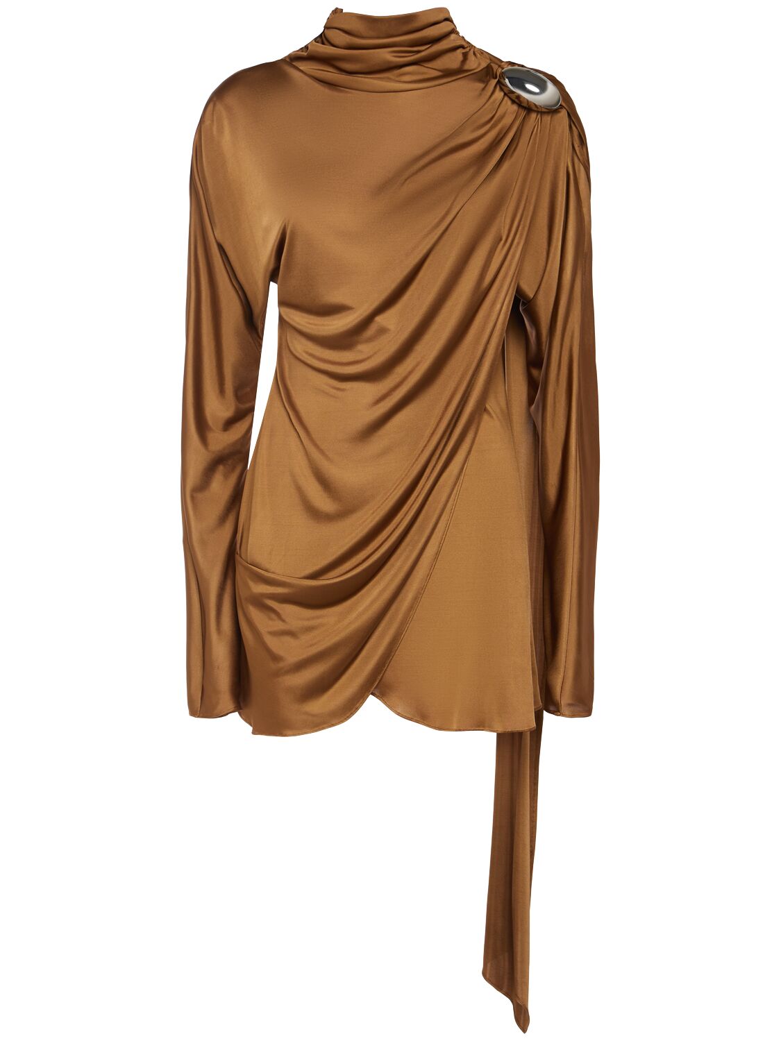 Giuseppe Di Morabito Shiny Viscose Jersey Mini Dress In Brown