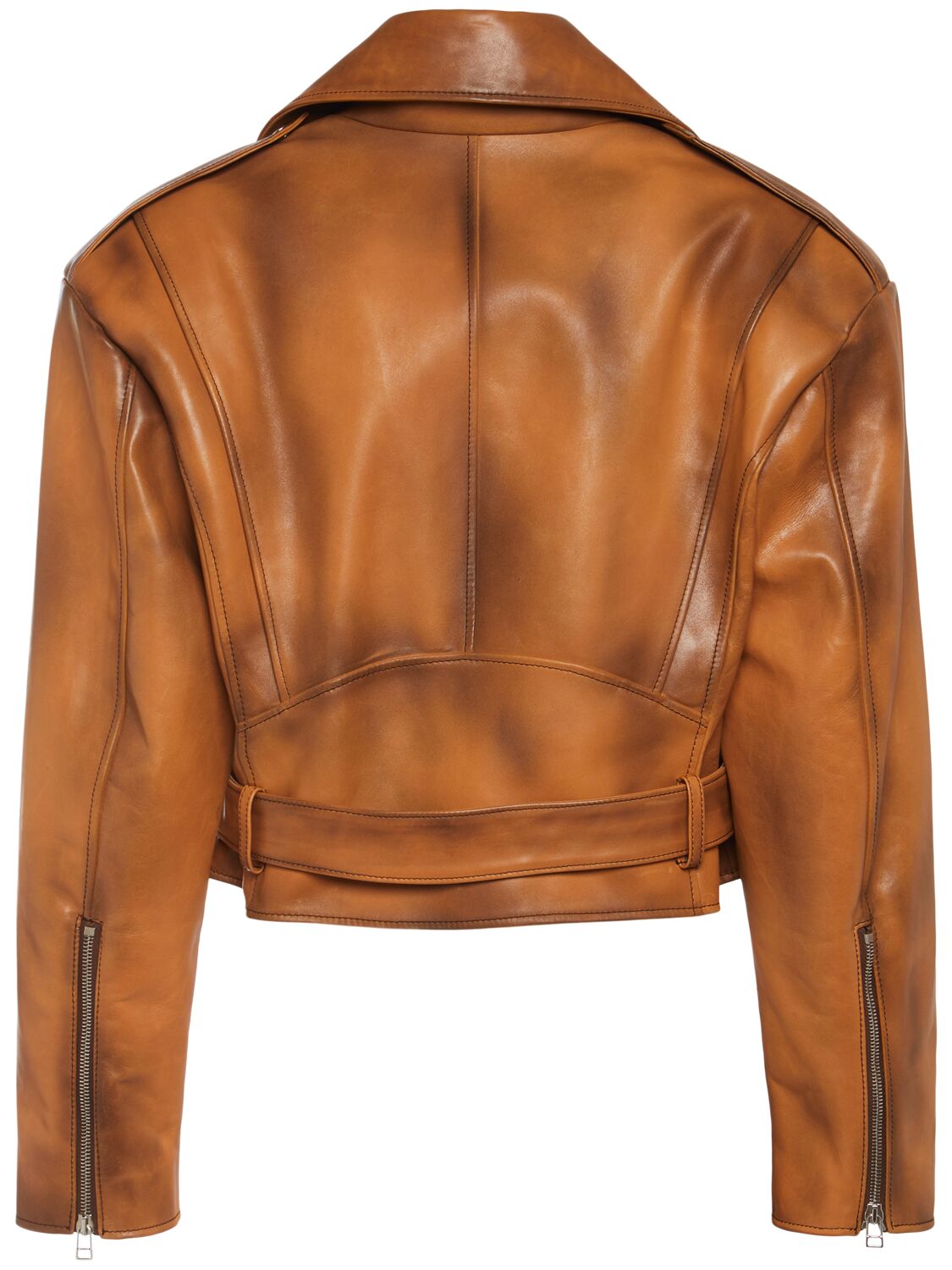 Shop Giuseppe Di Morabito Leather Biker Jacket In Brown