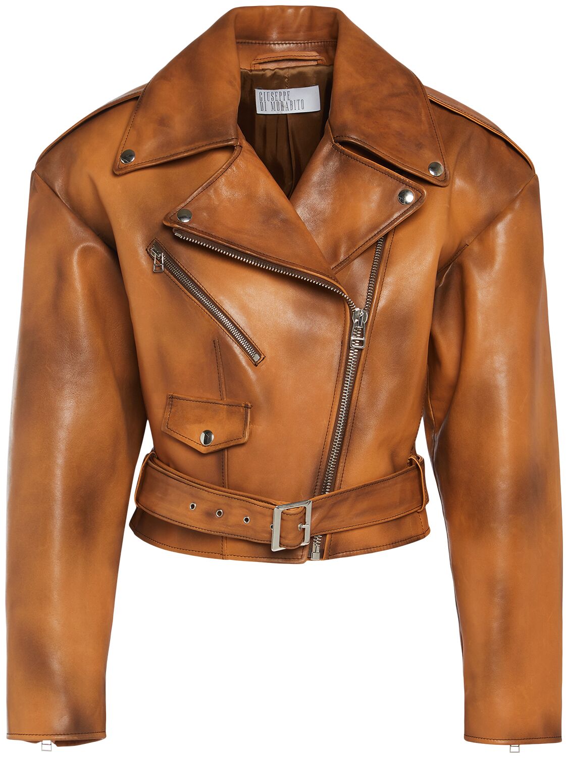 Giuseppe Di Morabito Leather Biker Jacket In Brown