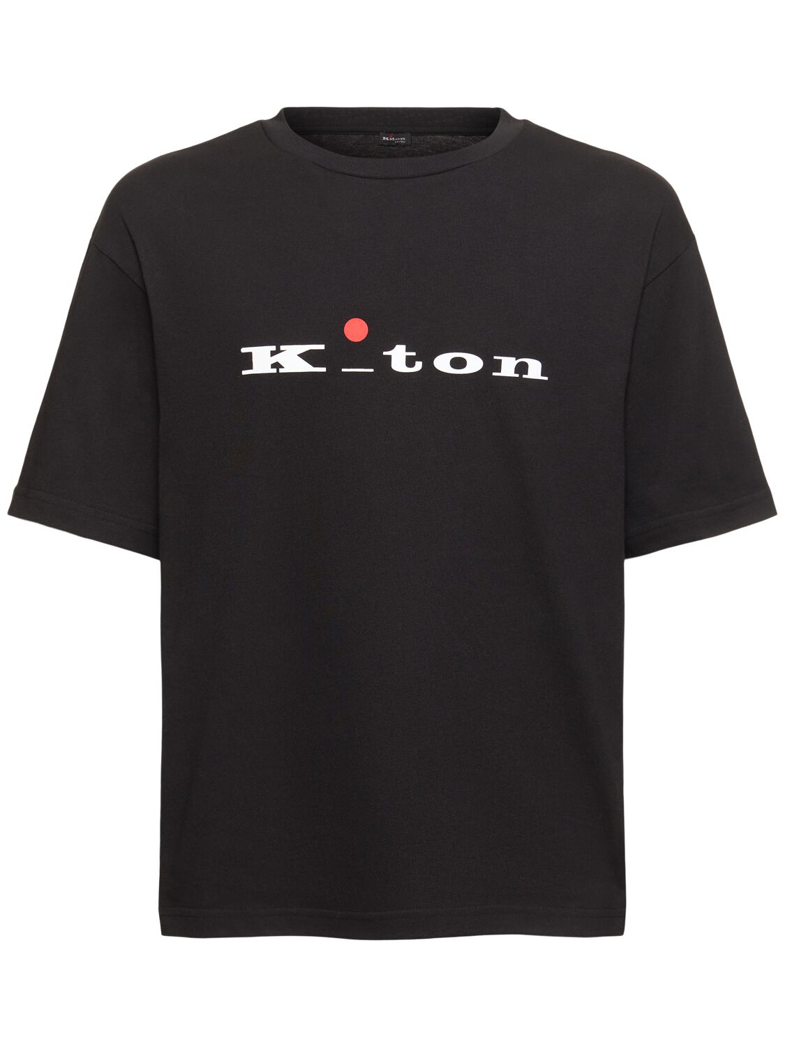 Kiton Logo Cotton T-shirt In Black