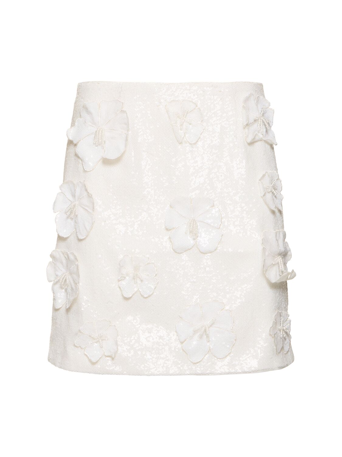 Rotate Birger Christensen Saje Sequined Flower Mini Skirt In White
