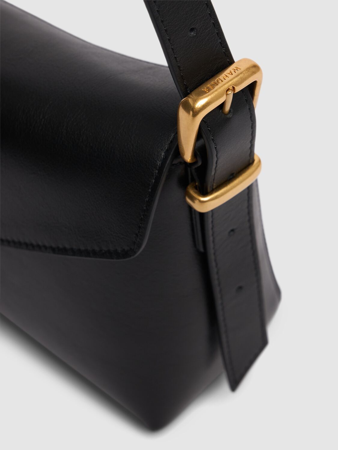 Shop Wandler Oscar Leather Shoulder Bag In Black