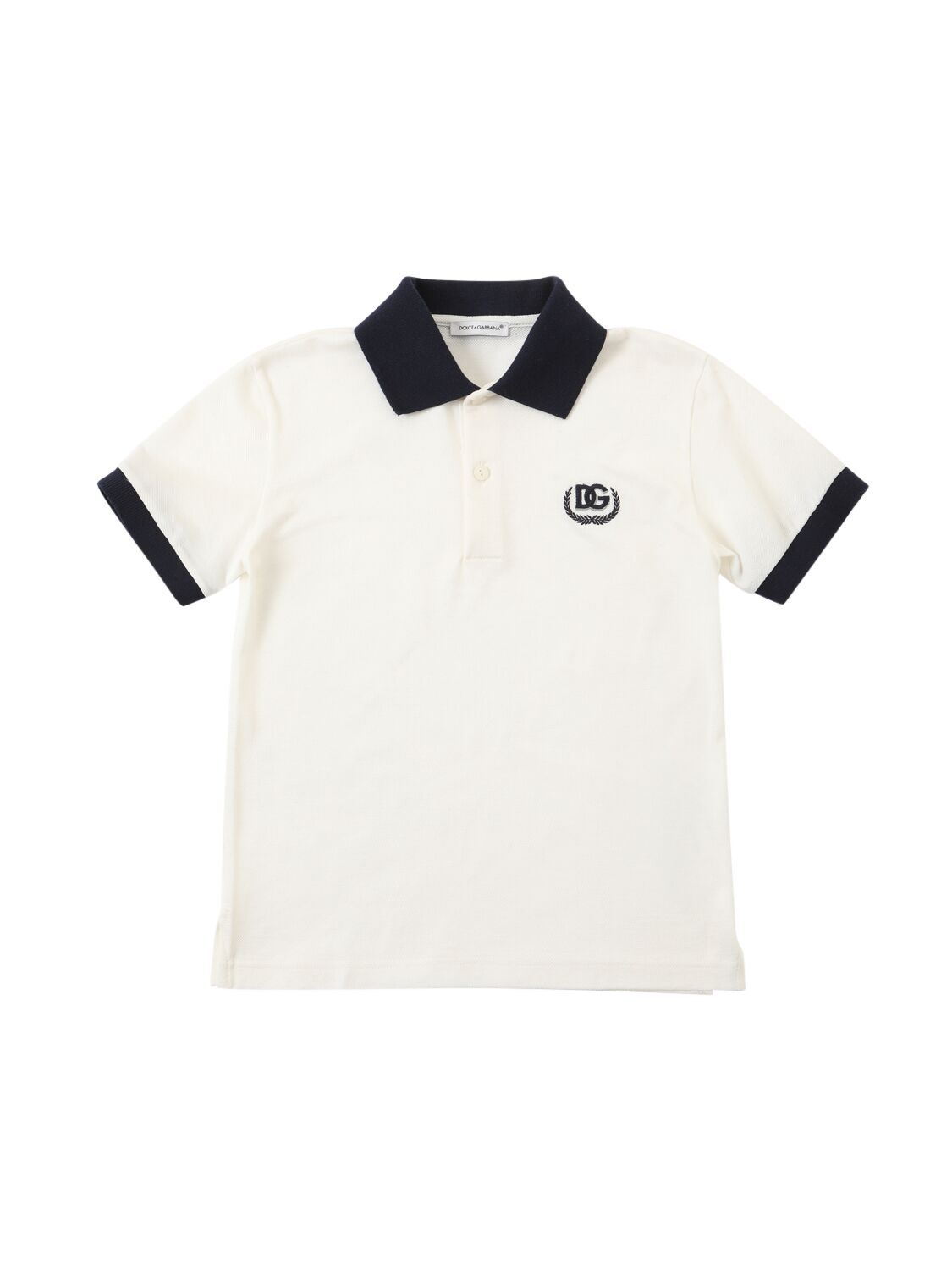 Dolce & Gabbana Embroidered Cotton Piqué Polo T-shirt In White