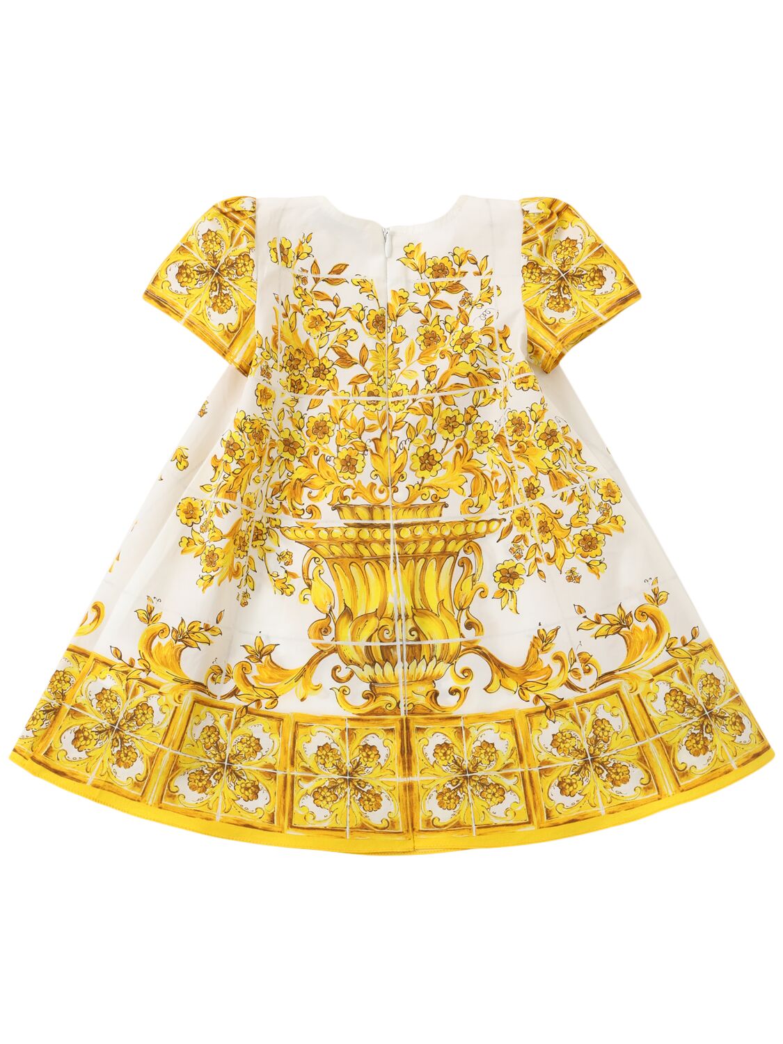 Shop Dolce & Gabbana Maiolica Print Cotton Dress&diaper Cover In Yellow