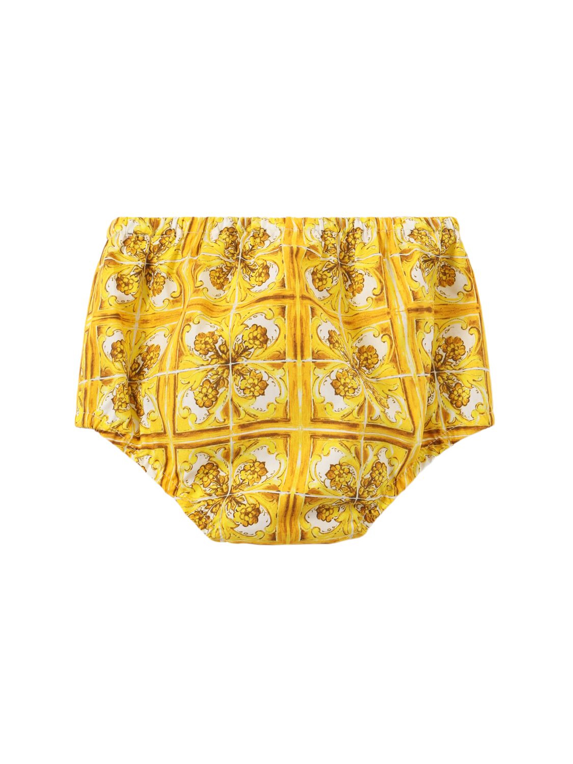 Shop Dolce & Gabbana Maiolica Print Cotton Dress&diaper Cover In Yellow