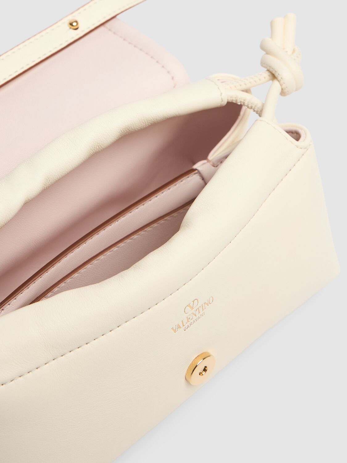 Shop Valentino Mini Vlogo Leather Shoulder Bag In Ivory
