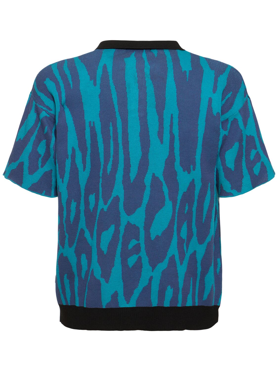 Shop Deva States Pantera Jacquard Knit S/s Polo Shirt In Blue
