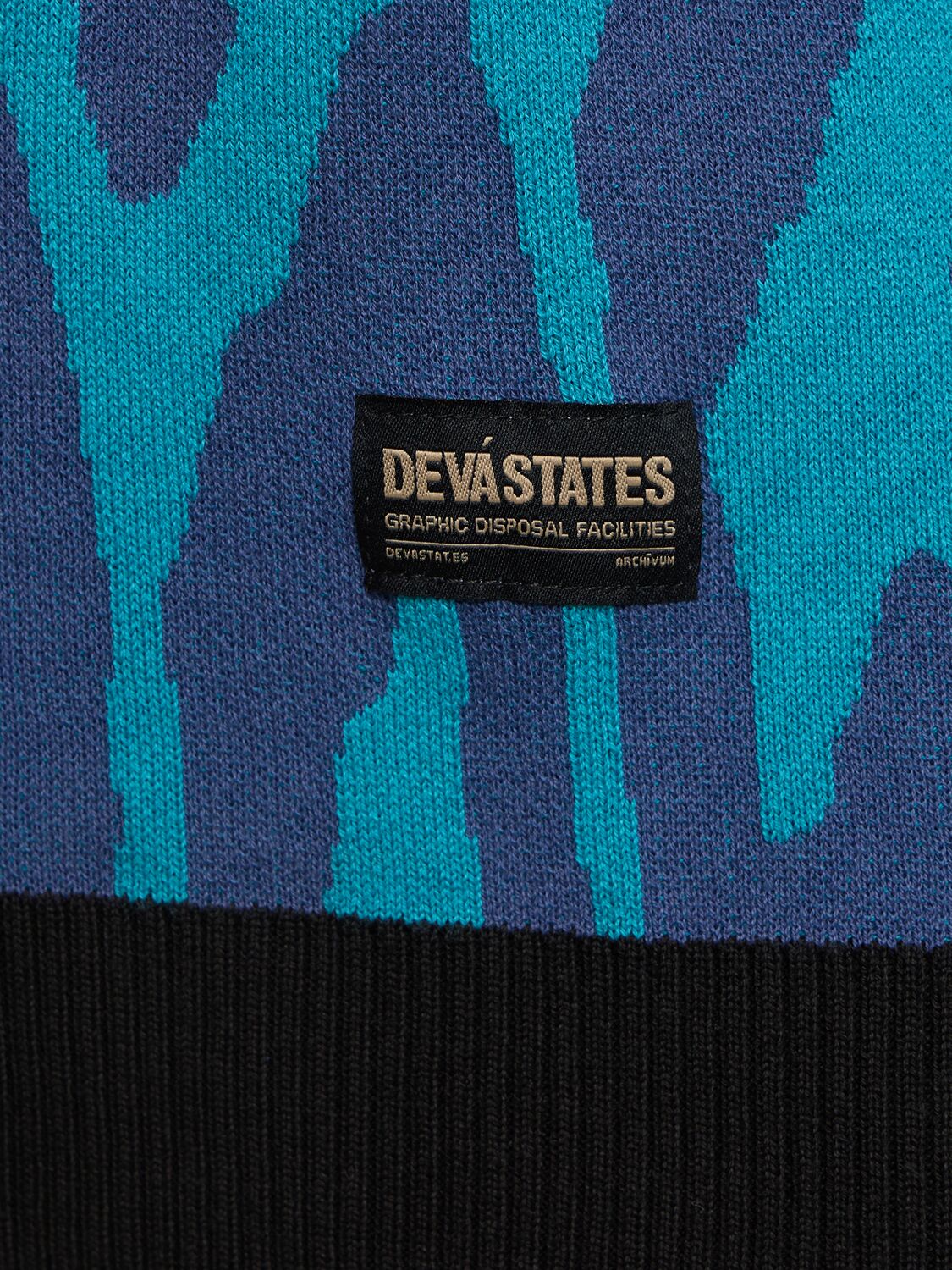 Shop Deva States Pantera Jacquard Knit S/s Polo Shirt In Blue