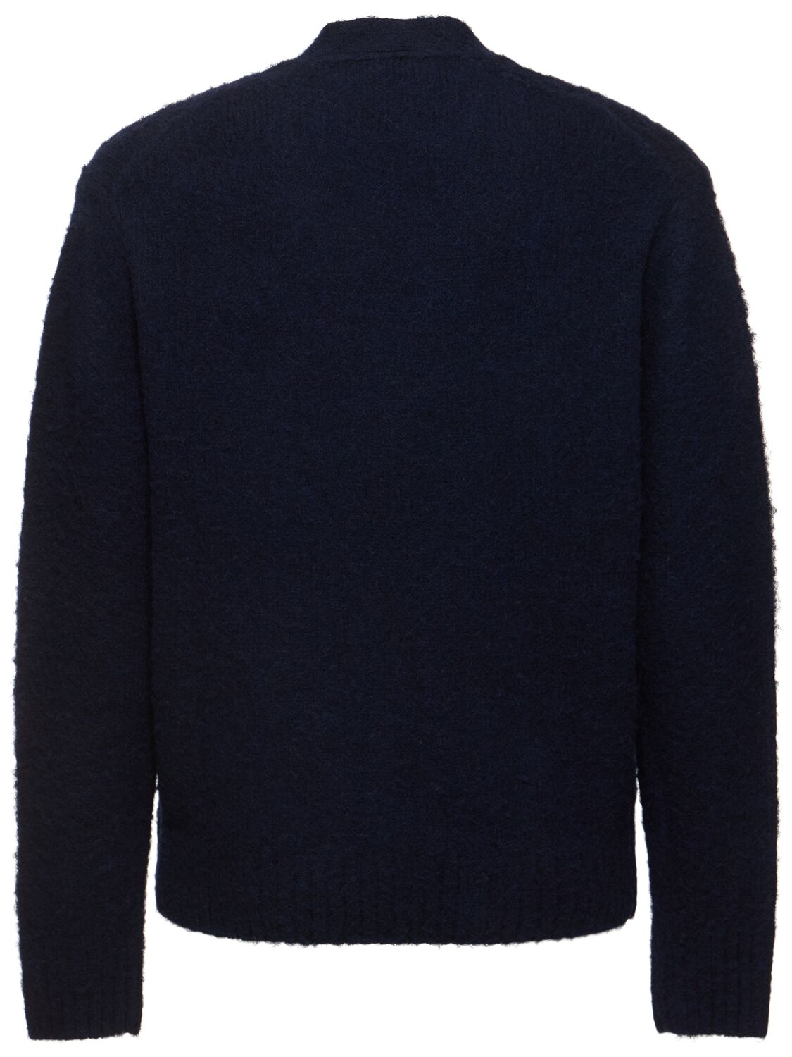 Shop Aspesi Brushed Shetland Wool Cardigan In Navy/navy