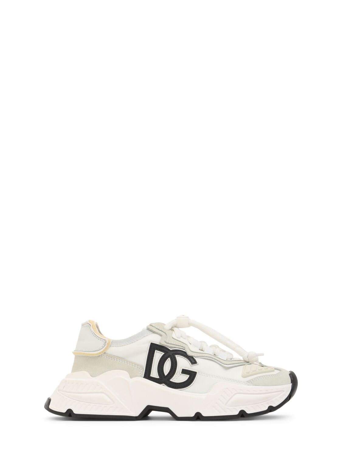 Dolce & Gabbana Logo Print Leather Lace-up Sneakers In White