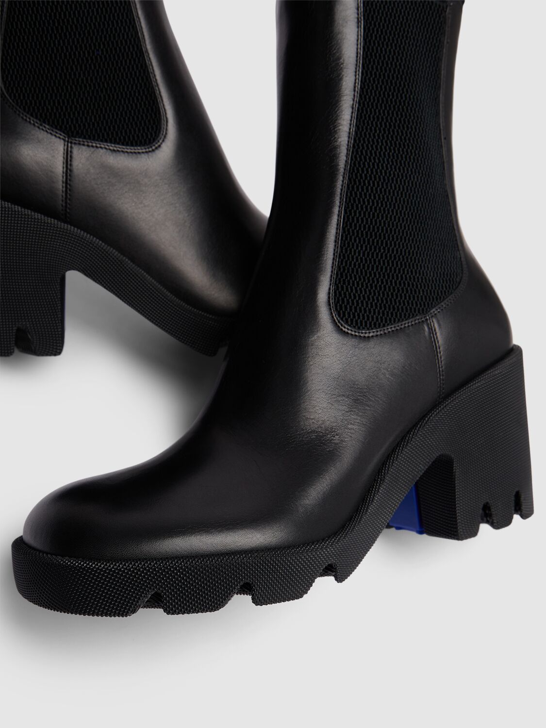 Shop Burberry 85mm Lf Stride Leather Chelsea Boots In Black