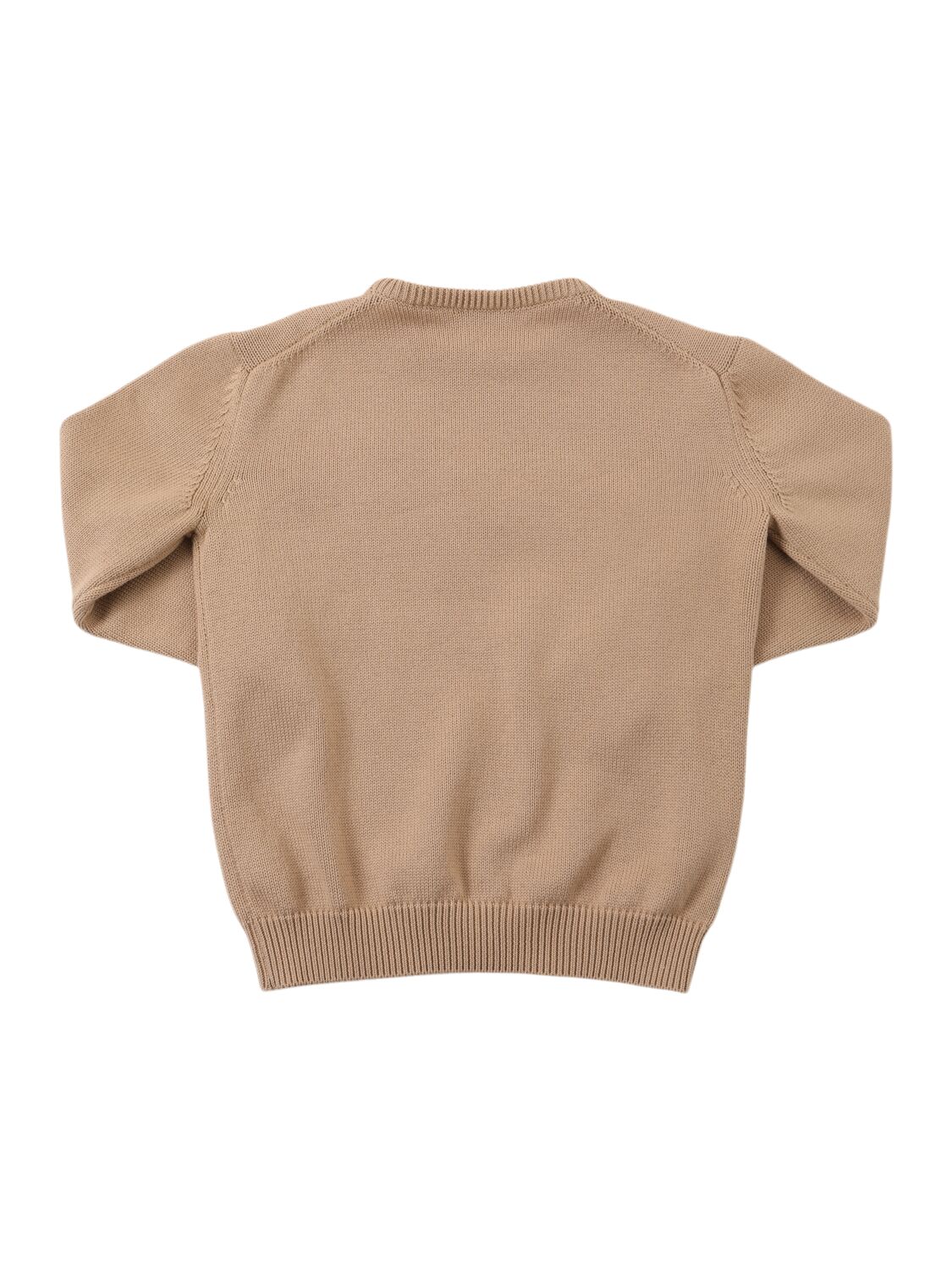 Shop Dolce & Gabbana Embroidered Logo Cotton Knit Sweater In Beige