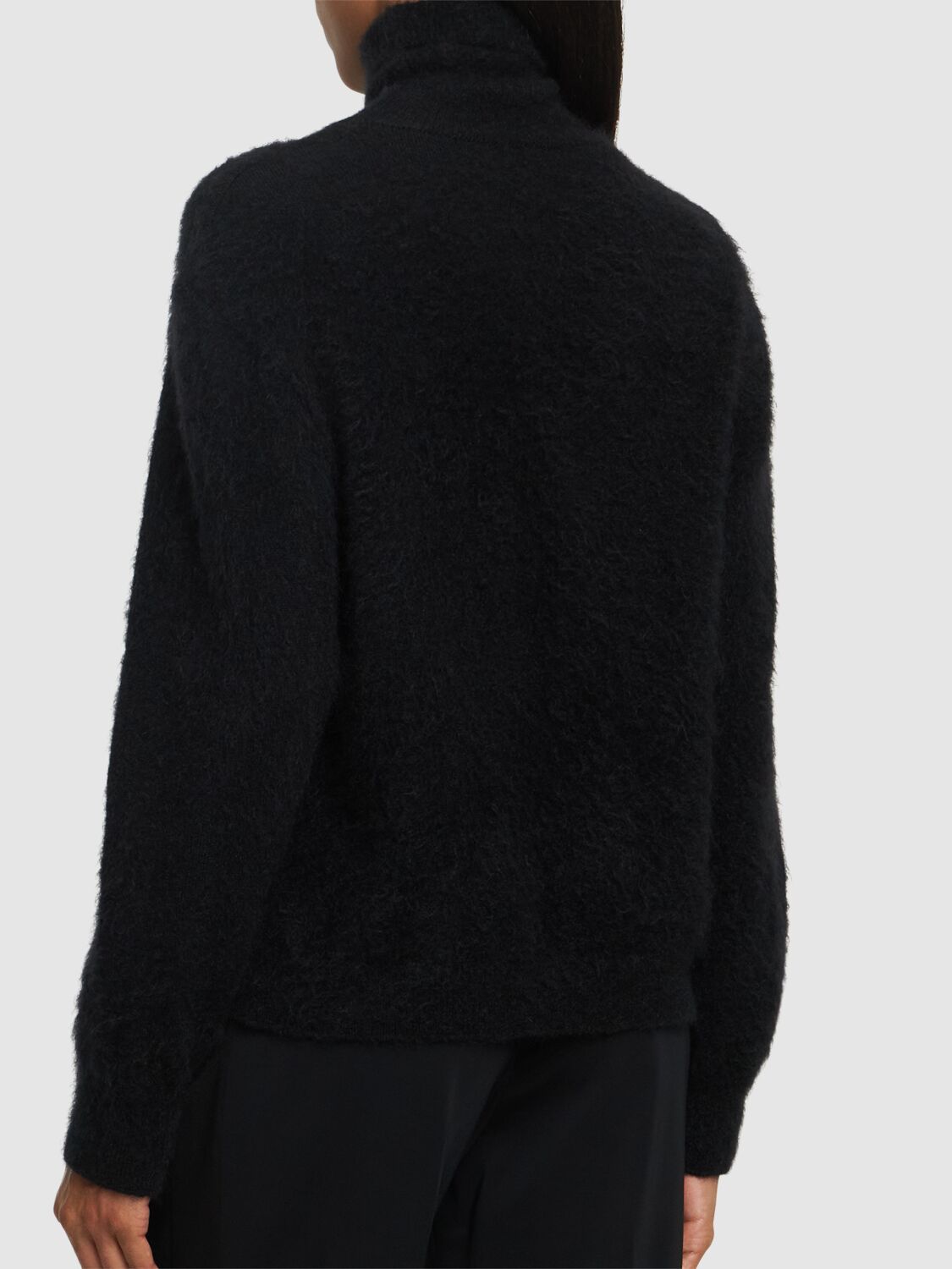 Shop Alberta Ferretti Mohair Blend Turtleneck Sweater In Black