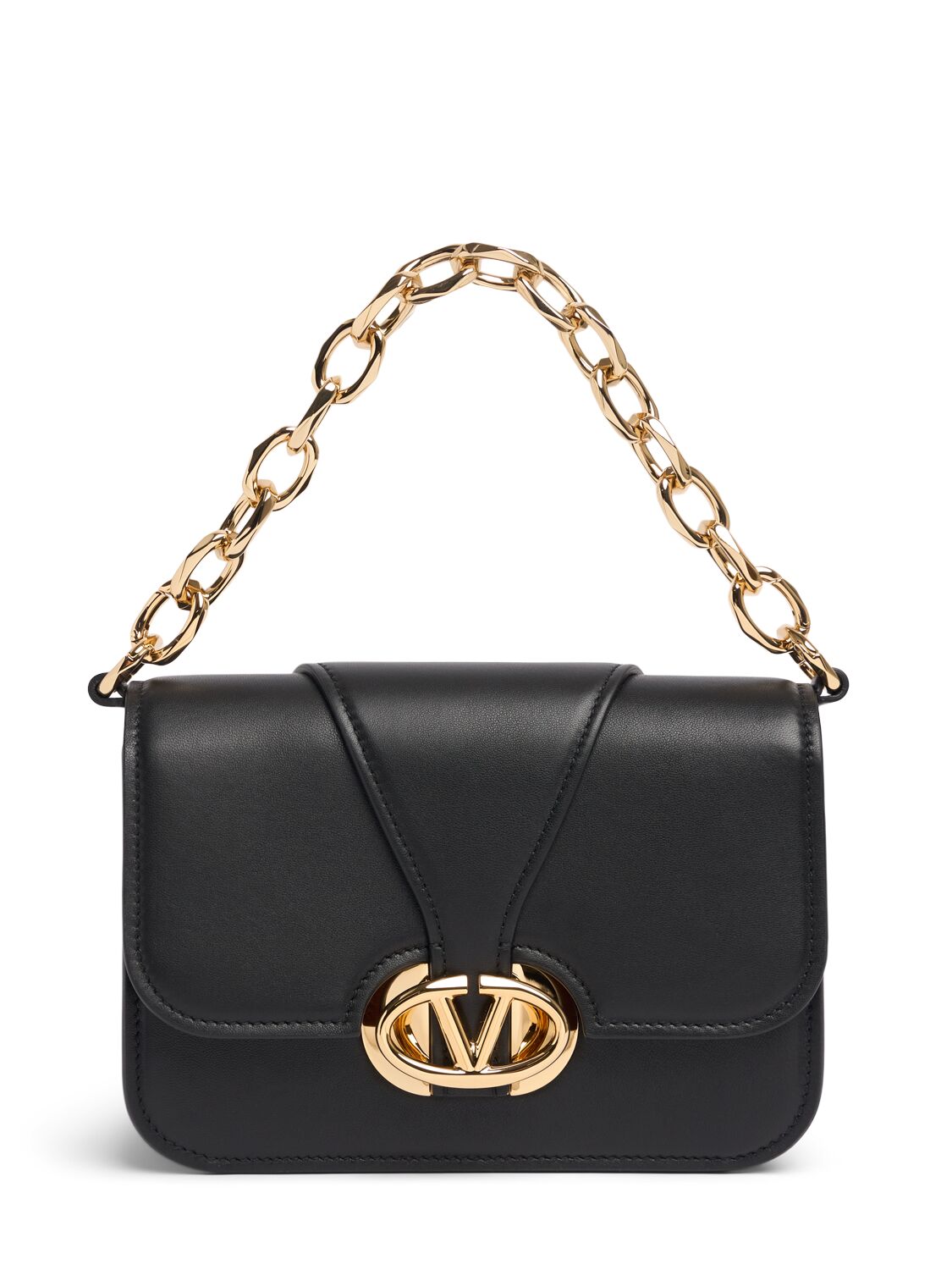 Valentino Garavani Small Vlogo O'clock Leather Shoulder Bag In Black