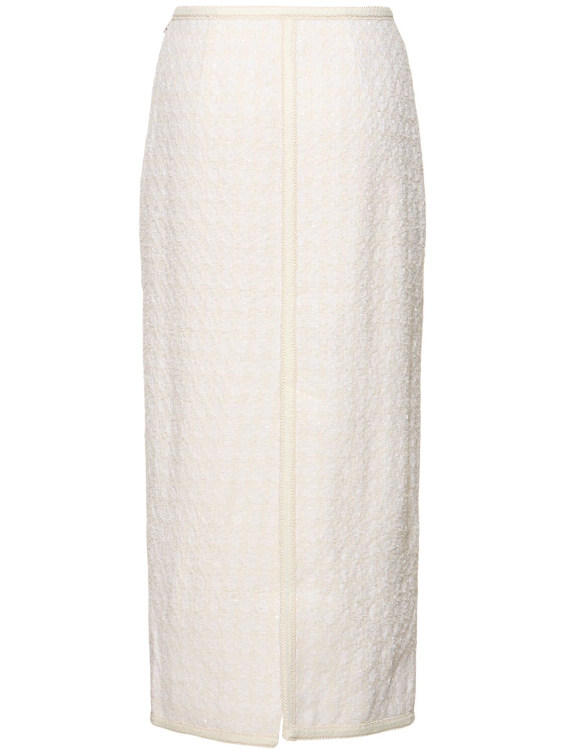 Shop Rotate Birger Christensen Tashyn High Waist Bouclé Midi Skirt In White