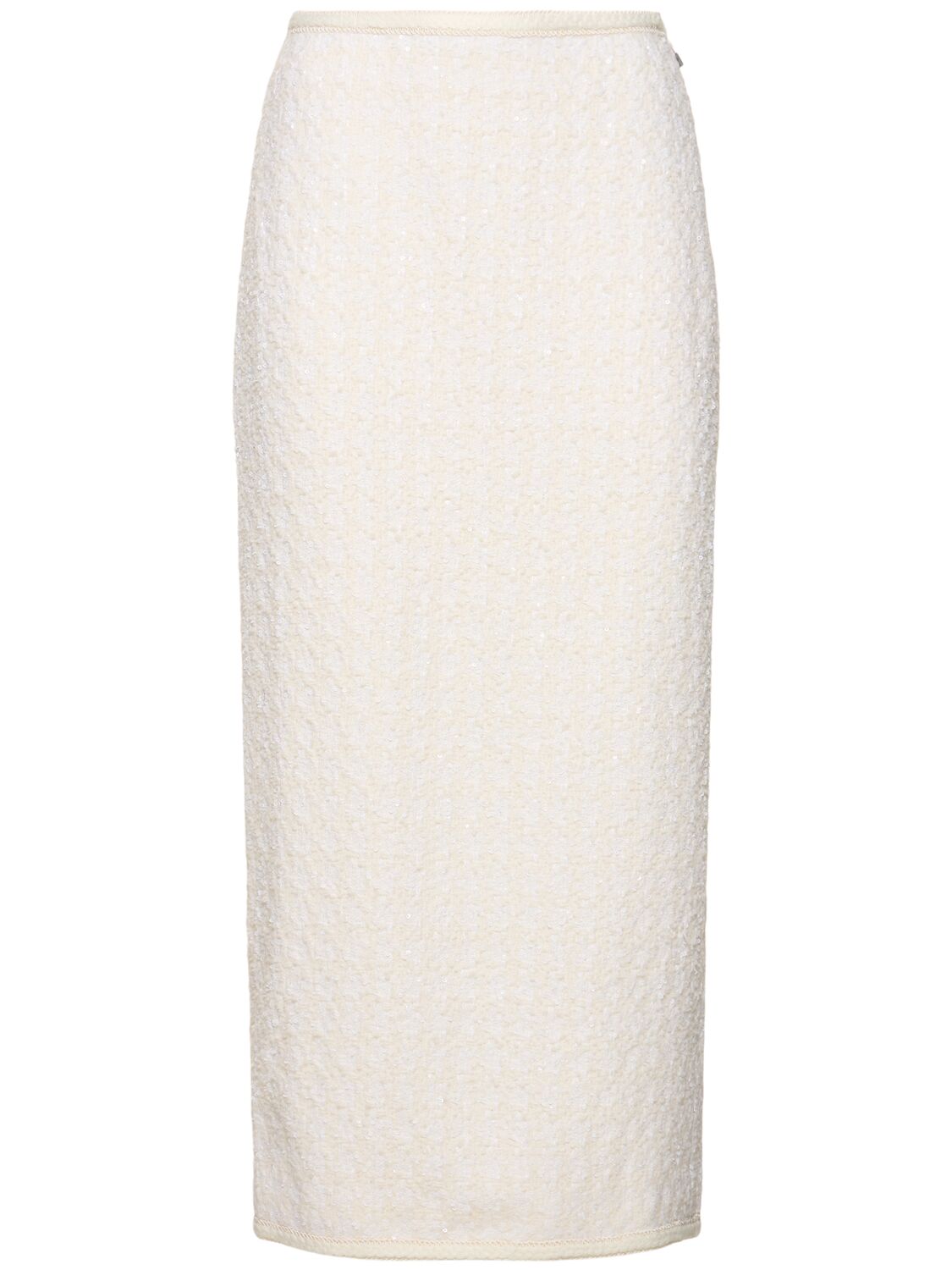 Rotate Birger Christensen Tashyn High Waist Bouclé Midi Skirt In White