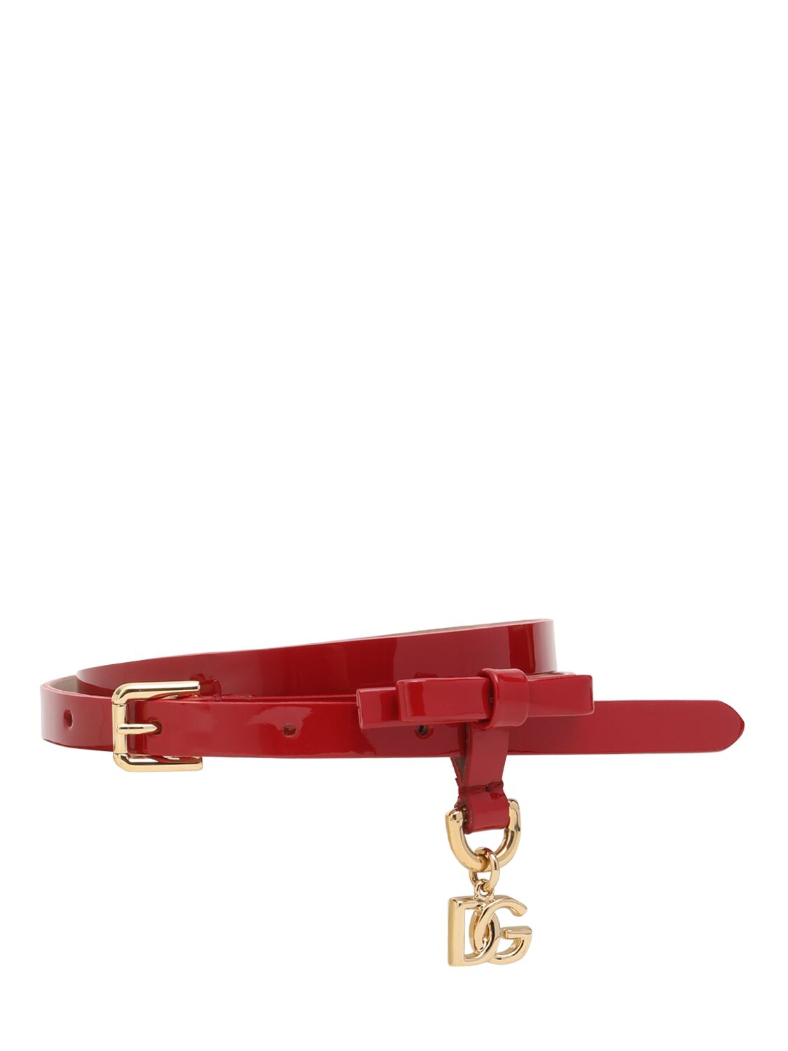 Dolce & Gabbana Patent Leather Belt W/logo Detail In Red