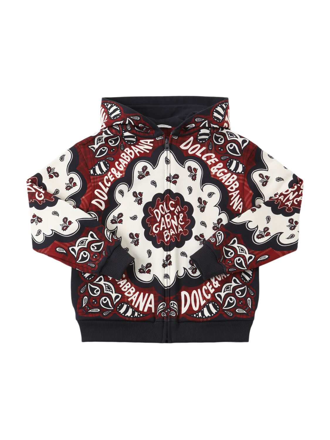 Dolce & Gabbana Printed Cotton Hooded Sweatshirt In Multicolor