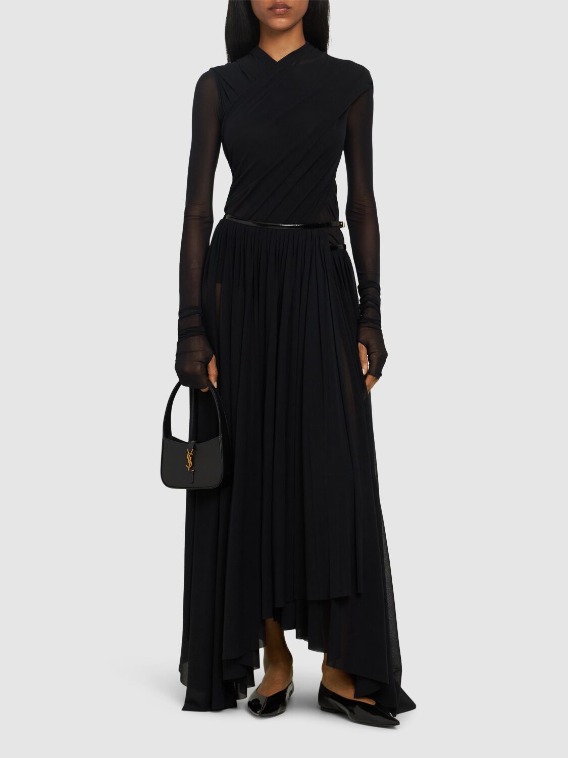 Shop Philosophy Di Lorenzo Serafini Stretch Tulle Long Skirt In Black