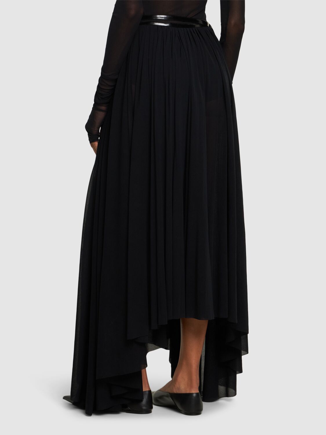 Shop Philosophy Di Lorenzo Serafini Stretch Tulle Long Skirt In Black