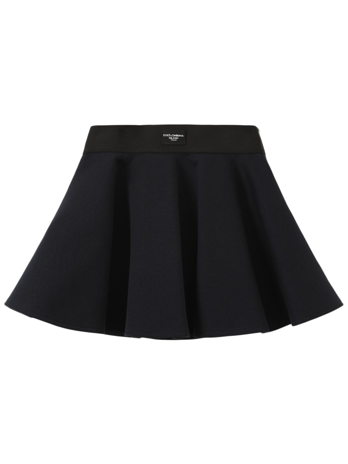 Dolce & Gabbana Cotton Mini Skirt W/logo In Dark Blue
