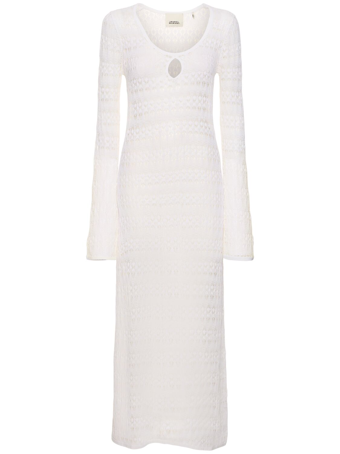 Isabel Marant Poros Cotton Blend Midi Dress In White