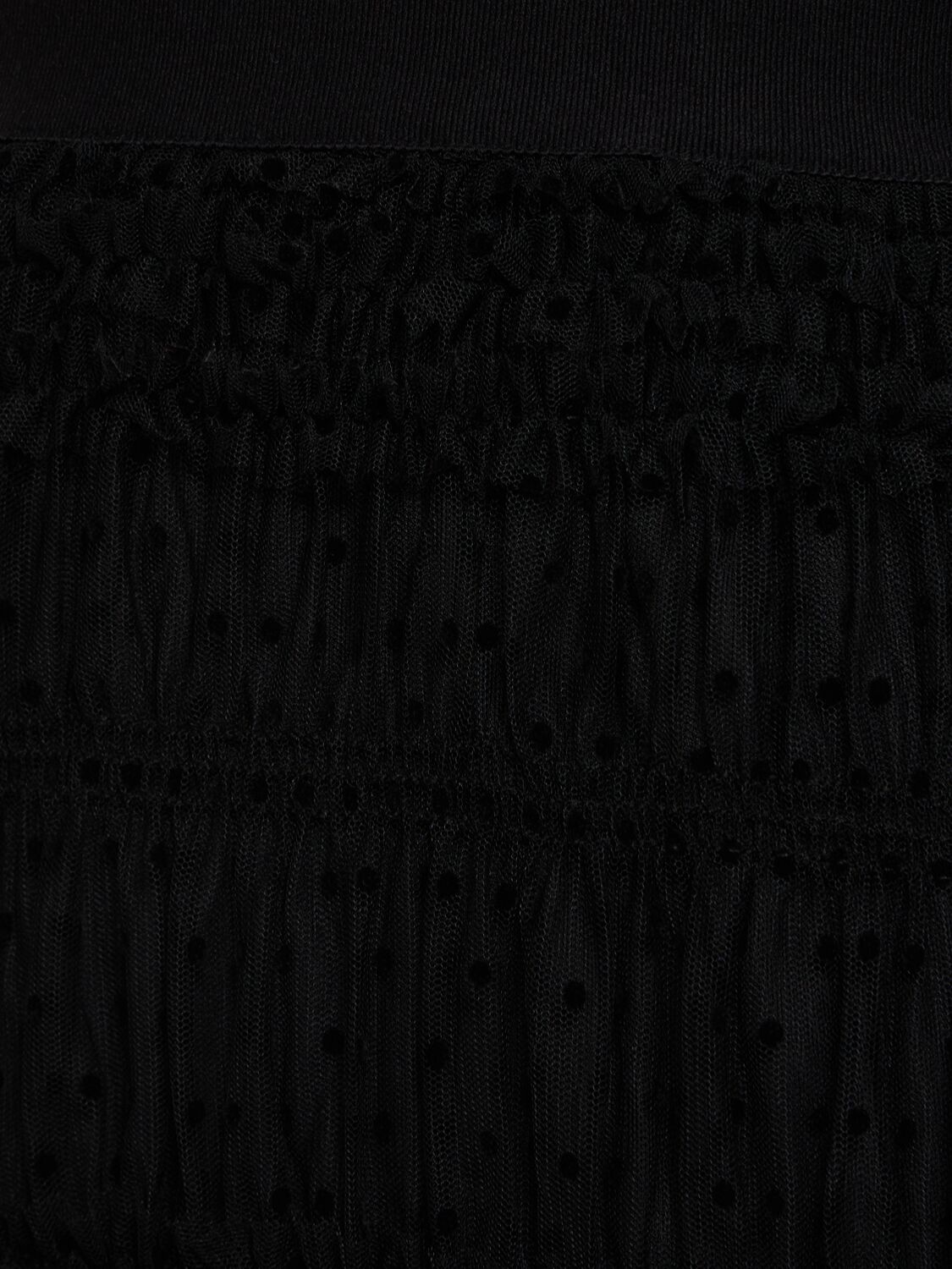 Shop Self-portrait Swiss Dot Tulle Midi Dress W/ Feathers In Black
