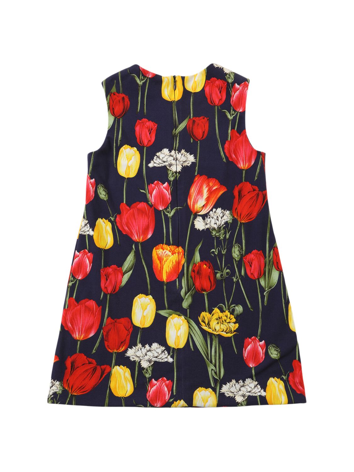 Shop Dolce & Gabbana Flowers Cotton Blend Interlock Dress In Blue/multi